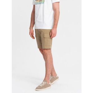 Ombre One color men's shorts with cargo pockets - sand obraz