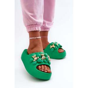 Dámské pěnové pantofle se zdobením na silné podrážce, zelená Bremavia obraz