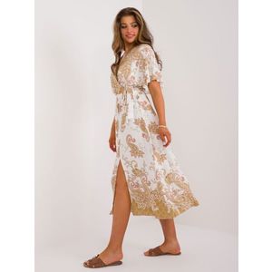 Hnědobílé letní šaty s potiskem obraz