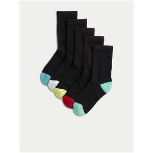 Sada pěti párů dětských sportovních ponožek v černé barvě Marks & Spencer obraz
