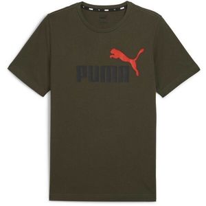 Puma ESSENTIALS + 2 COL LOGO TEE Pánské triko, khaki, velikost obraz