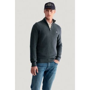 SVETR GANT TEXTURED COTTON H-ZIP ANTRACIT MELANGE obraz