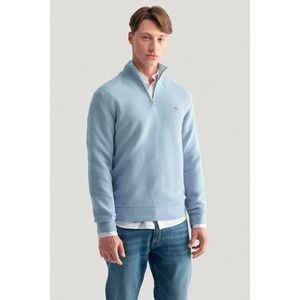 SVETR GANT TEXTURED COTTON H-ZIP STORMY SEA obraz