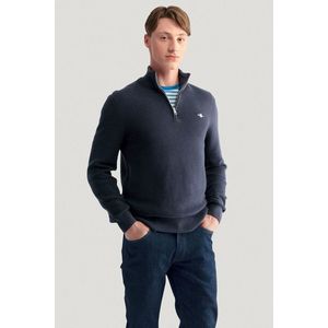 SVETR GANT TEXTURED COTTON H-ZIP EVENING BLUE obraz