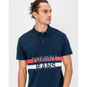 Tommy Jeans Block Stripe Polo triko Modrá obraz