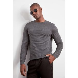 Trendyol Gray Men's Textured Paneled Knitwear Sweater obraz