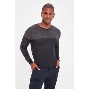 Trendyol Navy Blue Men's Paneled Slim Fit Sweater obraz