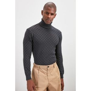 Trendyol Anthracite Men's Turtleneck Textured Knitwear Sweater obraz