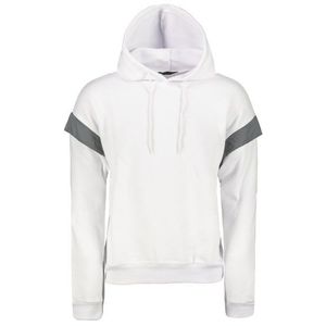 Trendyol White Oversize/Wide Cut Hooded Sweatshirt with Reflective Detail and Fleece Inside obraz