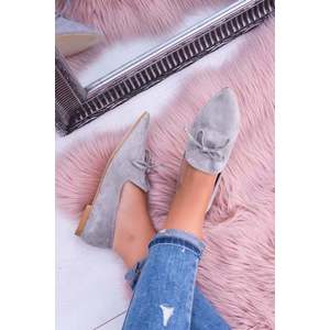 Lu Boo Grey Ballerinas Suede Loafers Feliciano obraz