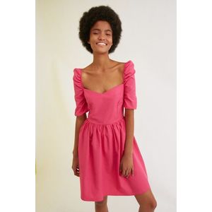 Trendyol Fuchsia Balloon Sleeve Dress obraz