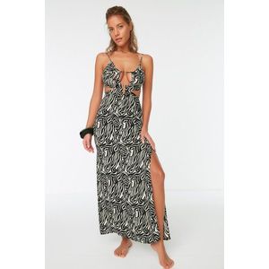 Trendyol Black-White Abstract Patterned Cut Out Detailed Beach Dress obraz