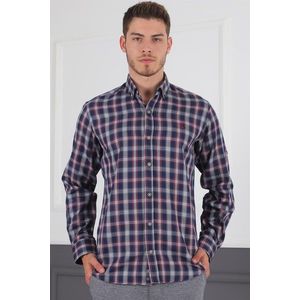 G718 DERBERRY MEN'S SHIRT-LACİVERT- BURGUNDY obraz