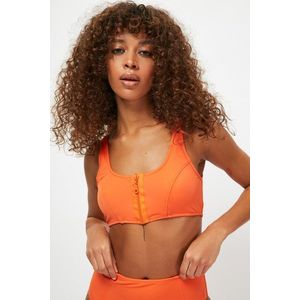 Trendyol Orange Zipper Detailed Bikini Top obraz