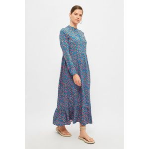 Trendyol Blue Floral Pattern Wide Fit Woven Dress obraz