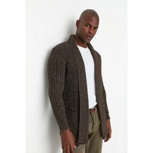 Trendyol Brown Regular Fit Shawl Collar Long Knitwear Cardigan obraz