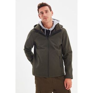 Trendyol Khaki Men's Zippered Removable Hooded Coat obraz