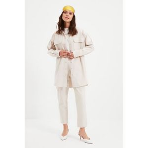 Trendyol Cream Pocket Detailed Snap Closure Shirt-Pants Woven Suit obraz