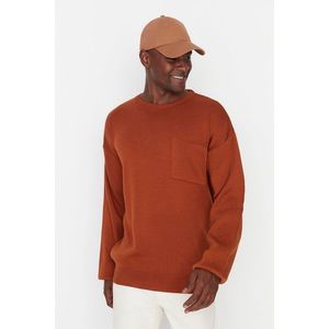 Trendyol Cinnamon Crew Neck Oversize Fit Knitwear Sweater obraz