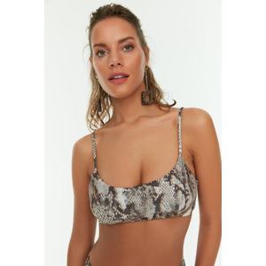 Trendyol Brown Python Pattern U-Neck Bikini Top obraz