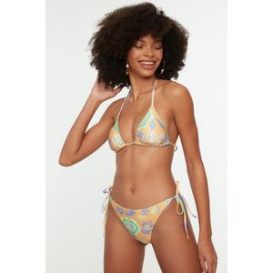 Trendyol Orange Floral Pattern Bikini Bottoms With Tie Detail obraz