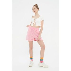 Trendyol Pink High Waist Knitted Shorts obraz