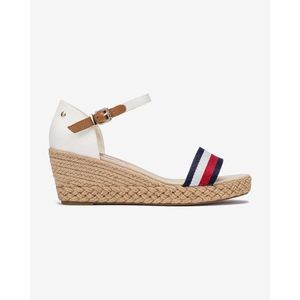 Bílé dámské sandály na klínu Tommy Hilfiger Shimmery Ribbon obraz