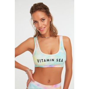 Trendyol Batik Patterned Slogan Detailed Bikini Top obraz