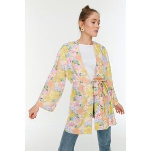 Trendyol Multicolored Floral Patterned Kaftan &; Kimono with Pockets with Fastening Detail obraz