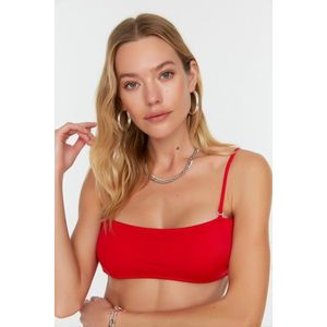 Trendyol Red Back Detail Bandeau Bikini Top obraz