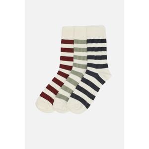 Trendyol Multicolored Cotton Striped Textured 3-Piece Socks obraz