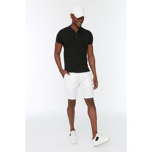 Trendyol White Men's Regular Fit Belt Waisted Chino Shorts with Pockets obraz