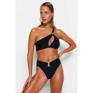 Trendyol X Moeva Black One-Shoulder Bikini Top With Accessory Detail obraz