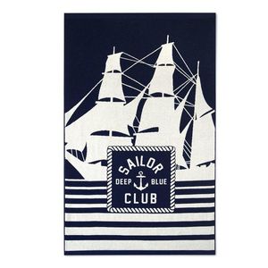 Zwoltex Unisex's Velour Beach Towel Sailor Navy Blue/White obraz