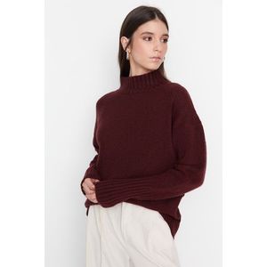 Trendyol Claret Red Soft Textured Basic Knitwear Sweater obraz