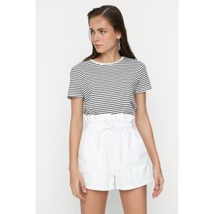 Trendyol White High Waist Denim Shorts With Elastic Waist obraz