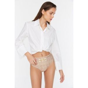 Trendyol Ecru Textured Bikini Bottoms With Accessory Detail obraz