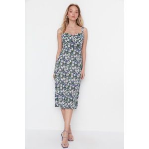 Trendyol Multicolored Woven Floral Strap Midi Dress obraz