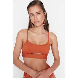 Trendyol Brown Cut Out Detailed Bikini Top obraz