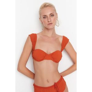 Trendyol Brown Textured Bikini Top obraz