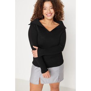 Trendyol Curve Black Boat Neck Fine Knitwear Blouse obraz