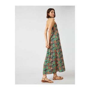 Koton Halter Neck Maxi šaty Leaf Patterned Window Detail obraz