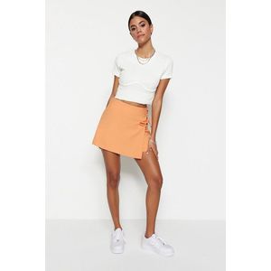 Trendyol Orange Lace-Up and Eyelet Detail Woven Shorts Skirt obraz