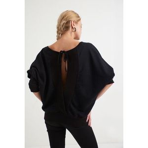 Cool & Sexy Women's Black Backless Bat Sleeve Sweatshirt B161 obraz