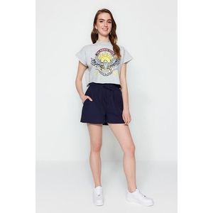 Trendyol Navy Blue Woven Shorts with Pockets with Elastic Waist obraz