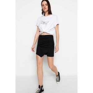 Trendyol Black Asymmetrical Detailed High Waist Mini Skirt With Elastic Knitted Shorts obraz