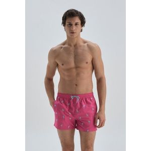 Dagi Pink Micro Short Flamingo Embroidered Marine Shorts obraz