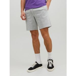 Světle šedé pánské žíhané teplákové basic kraťasy Jack & Jones New Basic obraz