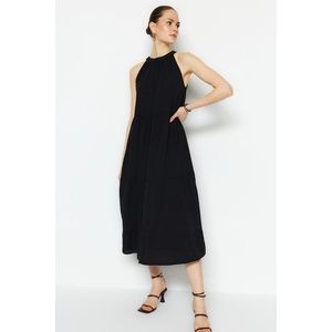 Trendyol Black Wide Cut Woven Halter Neck Maxi Woven Dress obraz