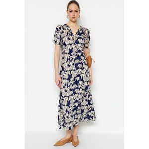 Trendyol Navy Blue Woven Collar Detailed Midi Woven Dress obraz